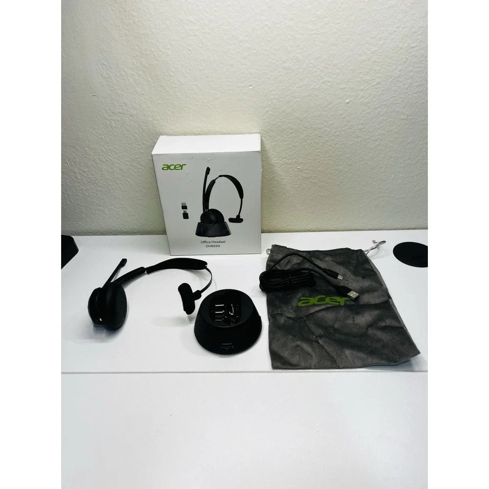 Acer OHR690 Wireless UHF Single-Ear Headband Headset w/ Boom Mic, USB, Black